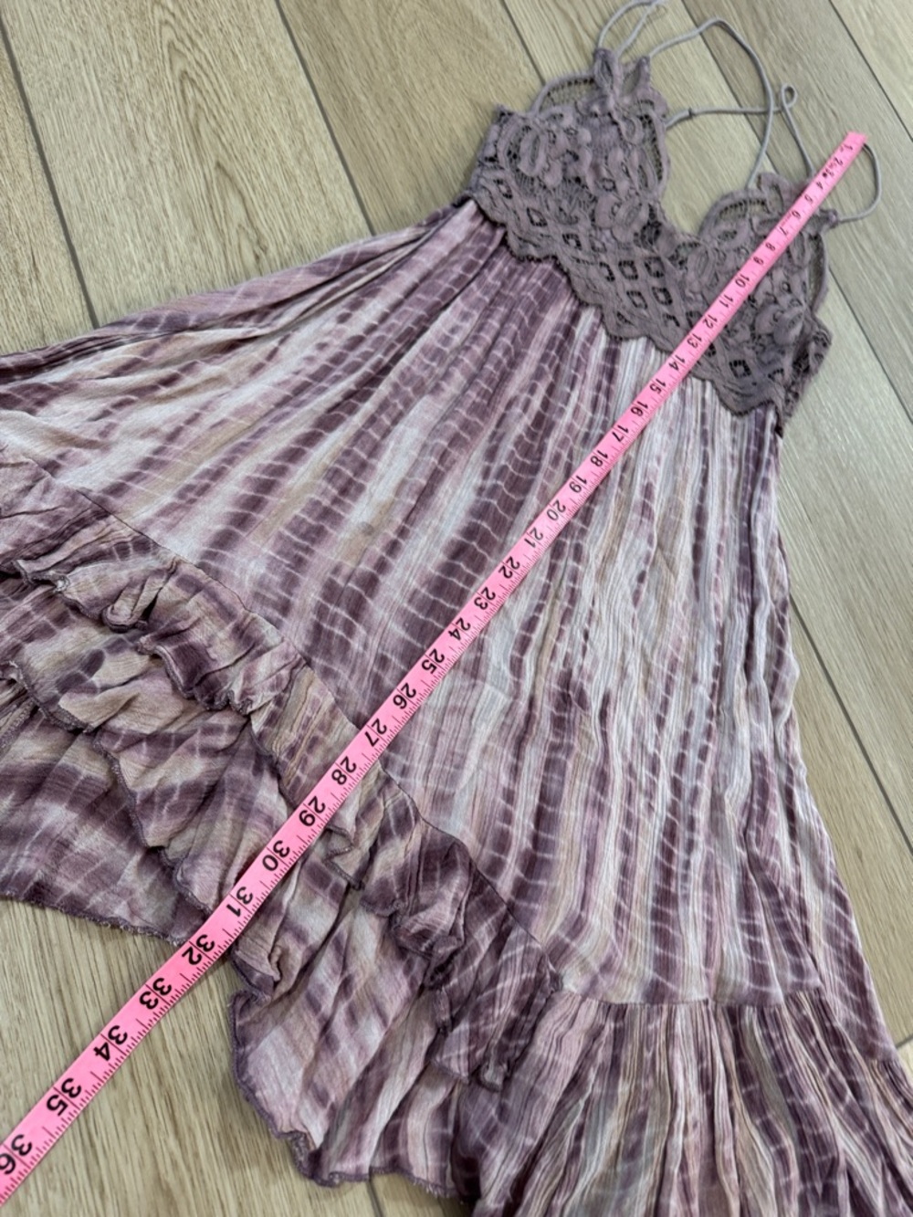Free People FP One Adella Slip Dusty Purple Tie-Dye Lace Dress Sz S Boho Floral - Picture 6 of 8